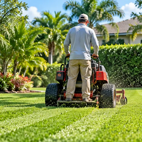 Illustration of professional lawn mowing